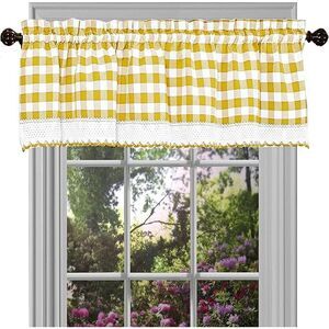Buffalo Yellow Plaid Modern Window Curtain Panel : 58" x 14" Valance - Single